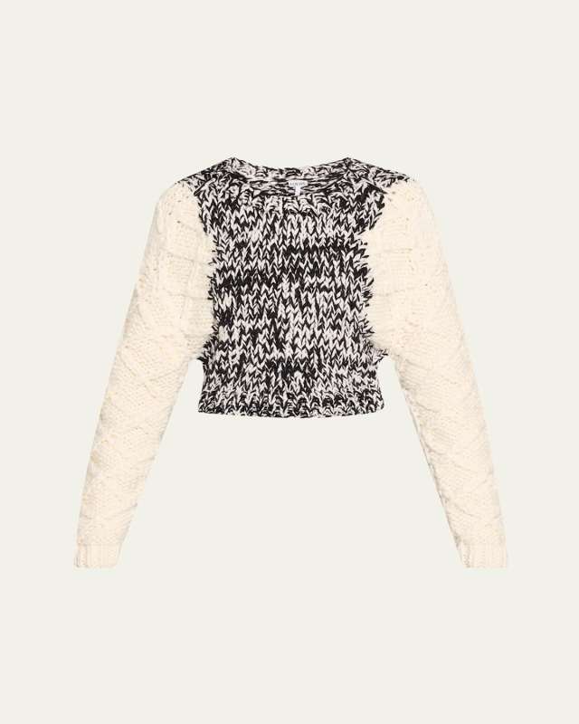 Marled Cable Wool Shrunken Sweat